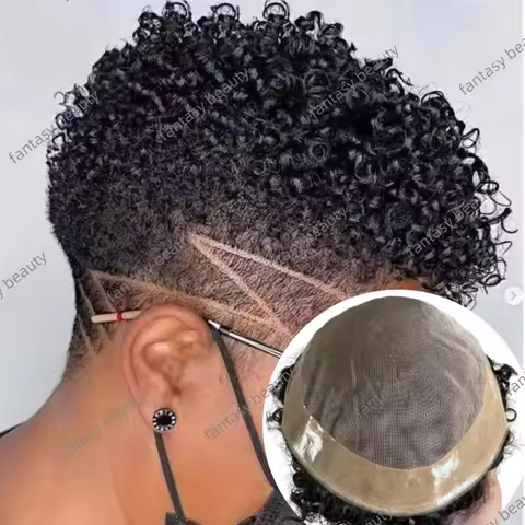 8mm 10mm 15mm Wave Afro Men Toupee Fine Mono NPU man wig 8x10 7x9 Indian Human Hair Wigs for Man Cap