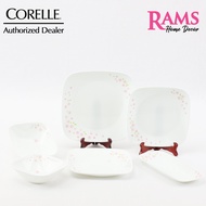 Corelle 6 Pcs Vitrelle Tempered Glass Square Dinner Set / Fish Plate / Dinner Plate / Cereal Bowl / 