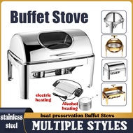6L/9L Stainless Steel Restaurant insulated pot Round Roll Top Chafing Dish Buffet Set Catering Set F