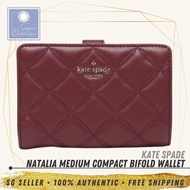 [SG SELLER] Kate Spade KS Womens Natalia Medium Compact Bifold Blackberry Leather Wallet