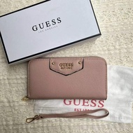 GUESS กระเป๋าสตางค์ใบยาวแฟชั่นพิมพ์ลายยุโรปและอเมริกาสีทึบความจุขนาดใหญ่กระเป๋าสตางค์ยาวขนาดกลางกระเ