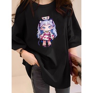 [AMYGO] M-5XL Tshirt Women Loose T Shirt Woman 2Y751 T shirt Women's T shirt Plus Size T hirt Women 