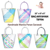 Tiffin Multicolour Bag Anyaman Sarawak /  Tiffin Beg / PVC Bakul Anyaman Handmade Wanita Penan Saraw