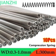 JIANZPH 10Pcs Long Coil Spring, 65Mn Spring Steel Length 300mm Compression Spring,  Y-type 0.3 0.4 0