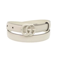 Gucci 雙 G 409417 白色皮革腰帶，75/30 皮革，成色極佳，白色 1226 [二手] GUCCI
