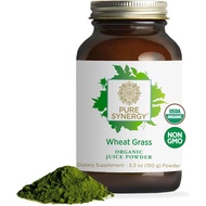 PURE SYNERGY Organic Wheat Grass Juice 5.3 oz Powder | Chlorophyll-Rich Green Juice Powder | Raw Org