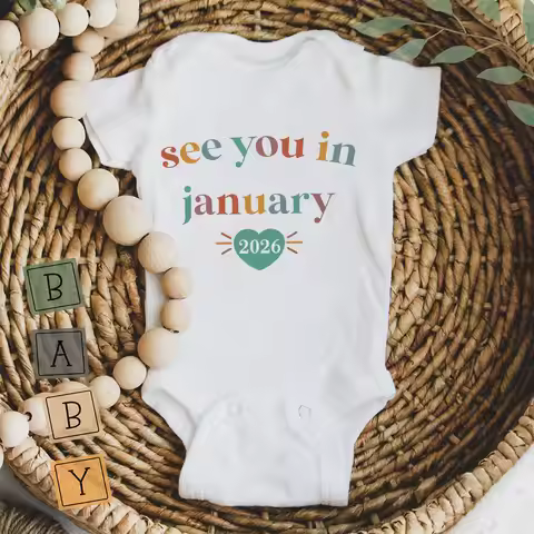 See You in January 2026 Printed Baby Romper Pregnancy Announcement Clothes Newborn Short Sleeve Body