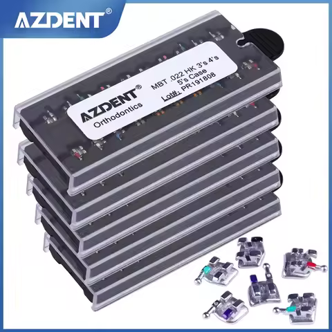 AZDENT 100Pcs=5 Boxes Dental Orthodontic Braces Mini Roth/MBT 022 345 Hooks MIM Metal Bracket For Or
