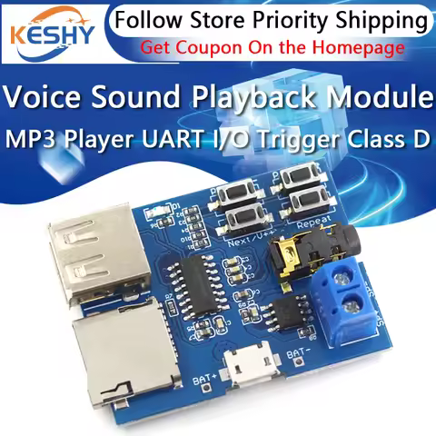 Voice Sound Playback Module Arduino MP3 Player Module UART I/O Trigger Class D Amplifier Board 5W 8M
