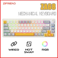 [Shipped within 1 day] ZIFRIEND ZA68 ZA68PRO Tombol Mechanical Keyboard Hotswap Gaming Mekanikal RGB Backlight Gasket Structure