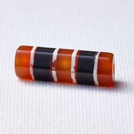 早期鑲蝕西亞古珠紅玉髓三色線珠天珠