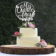 Wooden Mis Quince Anos Cake Topper,15th Birthday Decorative 5.31x7.28 Inch,Mis Quince party décor,15
