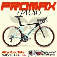 Promax PR40 Alloy Aero Road bike Outdoor Cycling Street Aluminum Roadbike with Free Helmet and Bike 