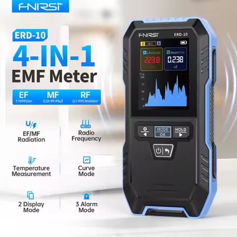 FNIRSI ERD-10 4-in-1 EMF Radiation Detector Electric Magnetic RF Power Temp Meter Radio Frequency De