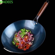 WADEES Iron Pot, Non-stick Round Bottom Chinese Traditional Iron Wok, Kitchen Cookware Anti-scalding Wooden Handle Lightweight Frying Pan Induction Cooker