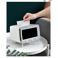 [READY STOCK] 2 in 1 Tissue Box Creative TV Design with Phone Stand Holder/ 可爱电视机纸巾盒手机支架收纳盒