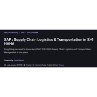 SAP : Supply Chain Logistics & Transportation in S/4 HANA