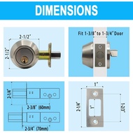 Single Cylinder Deadbolt Lock, Keyed Door Locks for Front Door, Satin Nickel Finish, Durable and Sec