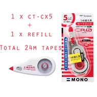Tombow MONO CT-CX5 Refillable Correction Tape & CR-5 Refill/Tombow CT-CC5C Correction Tape 5mm x 6m
