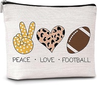 AWSICE Peace Love Football Makeup Bag Football Makeup Travel Toiletry Bags Football Gifts for Sport Football Lovers Women Female Coach-A33, multicolor