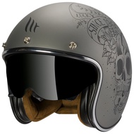 MT HELMET LE MANS 2 SV Skull & Roses A2 MATT GREY