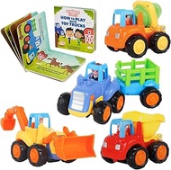 Educational Play Set for Kids Age 1, 2, 3 - Push & Pull Cars for Two Year Olds  - Storybook Toys for