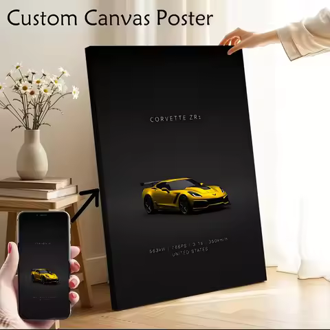 Front Sports Car Corvette C7 ZR1 Poster Customizable Printed Canvas Painting for Pictures Wall Art D