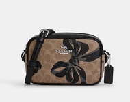 結束營業大清貨 COACH Jamie Camera Bag 棕褐色經典緹花配黑色蝴蝶結印花相機包/斜孭袋