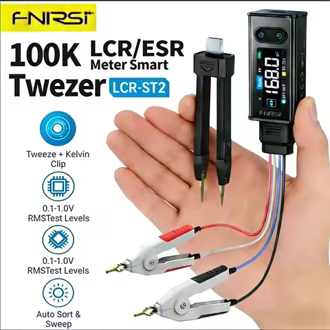 FNIRSI LCR-ST2 2-in-1 Digital Tweezer Bridge LCR ESR Meter SMD Test Kelvin Clip Electronic Component