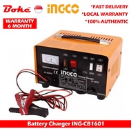 INGCO Battery Charger ING-CB1601 Input voltage(V):1~220-240 Frequency（HZ):50/60 Charging voltage(V):12/24 Rated current(A):9/4 Boost current(A):12