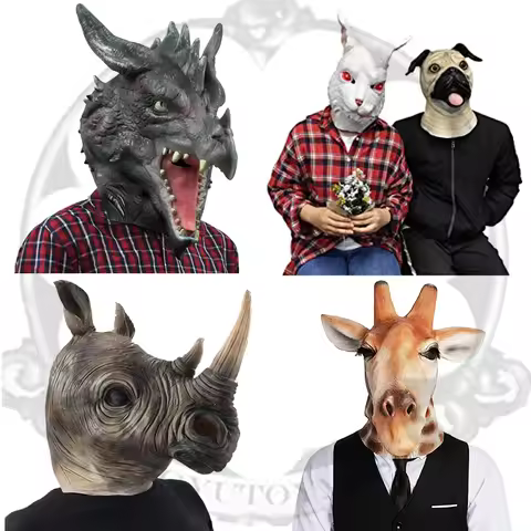 Funny Dragon Rhinoceros Hippo Cock Koala Animal Mask Latex Party Panda Unicorn Animal Mask Kid Party