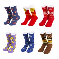 ✨READY STOCK✨Women's sports socks 100% Cotton socks with avocado, cookies, eggs, and fries Fashionable breathable sports socks Korean women's socks Casual wild shoes and socks