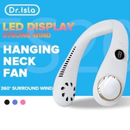 [Ready Stock] 6000mAh leafless silent hanging neck fan mini fan usb portable digital display mini US