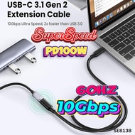 USB Type C Extension Cable USB 3.2 Gen 2 Male to USB C Female 10Gbps Data Transfer 100W PD Fast Char