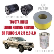 FILTER SET TOYOTA HILUX LN166 KDN165 KDN190 SR TURBO 2.4D 2.5D 2.8D 3.0D ENGINE OIL FILTER AIR DIESE