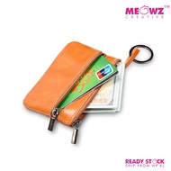 Small Soft Leather Card Holder / Coin Purse with 2 Zipper Retro Design Coin Holder Wallet