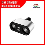3 in 1 Car USB Charger 3.1A Car 12V Extension Quad Output Car Charger Adaptor