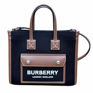 全新 ★ BURBERRY 8055749 Horseferry 印花 Freya 迷你帆布皮革兩用手提包/單肩包 黑色/ブラウン，附防塵袋，義大利製造 女士