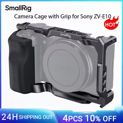 SmallRig for Sony ZV-E10 Cage with Silicone Grip and Built-in Quick Release Plate for Arca-Swiss Cag