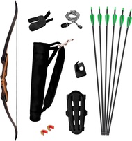 Takedown Recurve Bow and Arrow Set - 62 Inch Complete Ready-to-use Longbow Archery Set - Includes 6