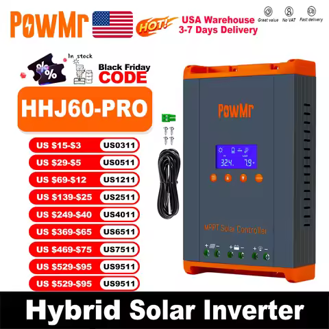 PowMr USA 60A MPPT Solar Charge Controller Can Parallel 12PC Charging 12V 24V 36V 48V LifePo4 Batter
