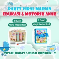 Paket Viral Mainan Edukasi dan Motorik Anak 4 Magic Book Tablet LCD Drawing Book Water magic