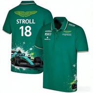 Aston Martin 2026 Racing Team Polo Shirt Lance Stroll 18 Street Style Training With Fernando Alonso 
