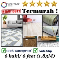 Tikar Getah Termurah 6 Kaki x 0.4mm PVC Vinyl Carpet Flooring Rug Mat Home Decor Canopy Karpet Velvet Toto Khemah Kanopi