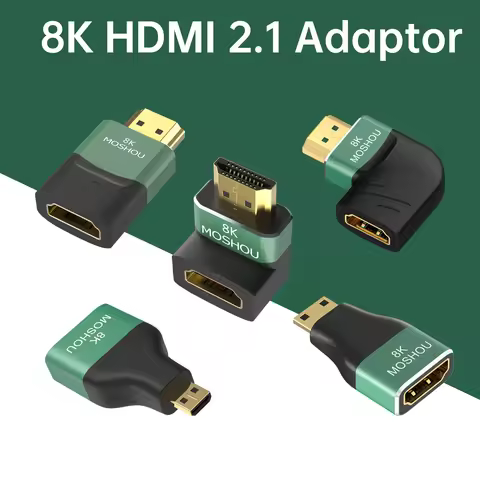 MOSHOU 8K HDMI 2.1 Cable Connector Adapter Angled Plug 2 Pieces Male to Female Converter Cable Adapt