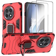 for Oneplus 13R Case & 2 Tempered Glass Protectors, Magnetic Metal Ring Kickstand for 1+ 13R, Red