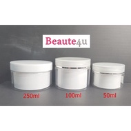 READY STOCK 50ml,100ml,250ml double wall Cream white jar Cosmetic container empty cream jar.