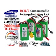 RC Rechargeable Battery Pack 2000mAh Lithium Ion 2S1P For RC Remote Control Car Boat Buggy Drone Air