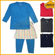 (6M-6Y) Kids Boys Baju Melayu With Samping Six11 Plain Pocket -Random color / baju melayu sampin budak lelaki