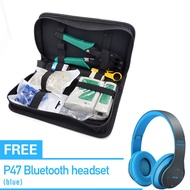 [ with free P47 Bluetooth headset ]1 Set Portable Multi-Function Crimping Pliers Screwdriver Set RJ45 RJ11 RJ12 Network Crystal Head Cable Clamp with Cable Tester Repair Tool Kit